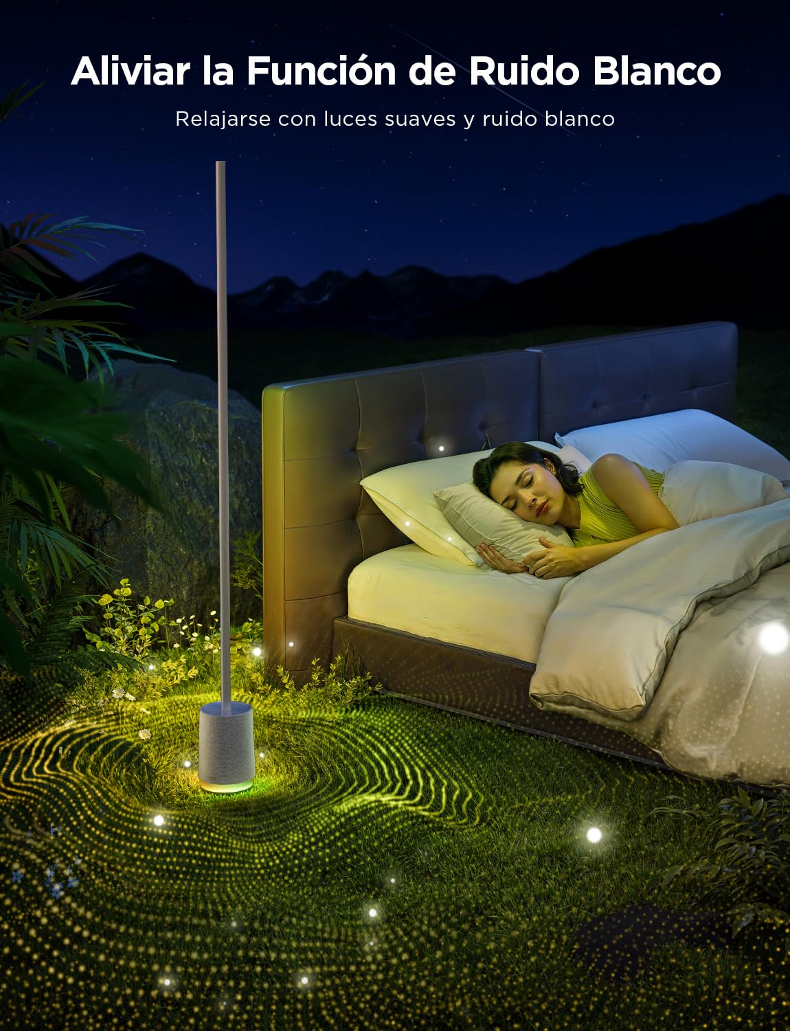 Govee Lámpara de Pie Pro, 2100LM RGBIC Lámpara LED Funciona con Alexa, Gris | 2200-6500K, Altavoz Bluetooth y Ruido Blanco, 16 Millones de Colores, 81 Modos de Escena, Sincronización Musical, Para Salón