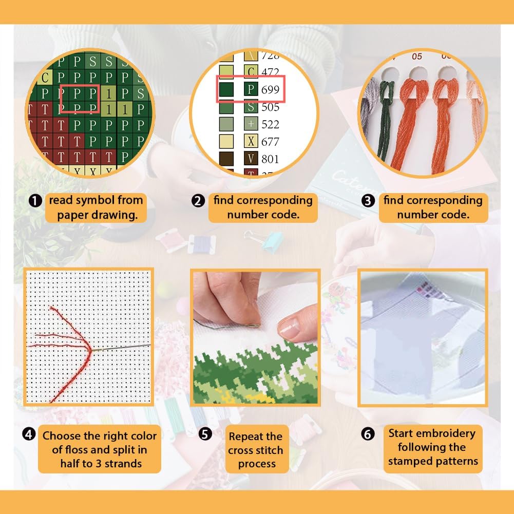 FREEBLOSS 11CT Cross Stitch Kits Camping Stamped Cross Stitch Wall Painting Craft Kit Embroidery Starter Kits for Adult Beginners with Instruction 17.7x17.7inch