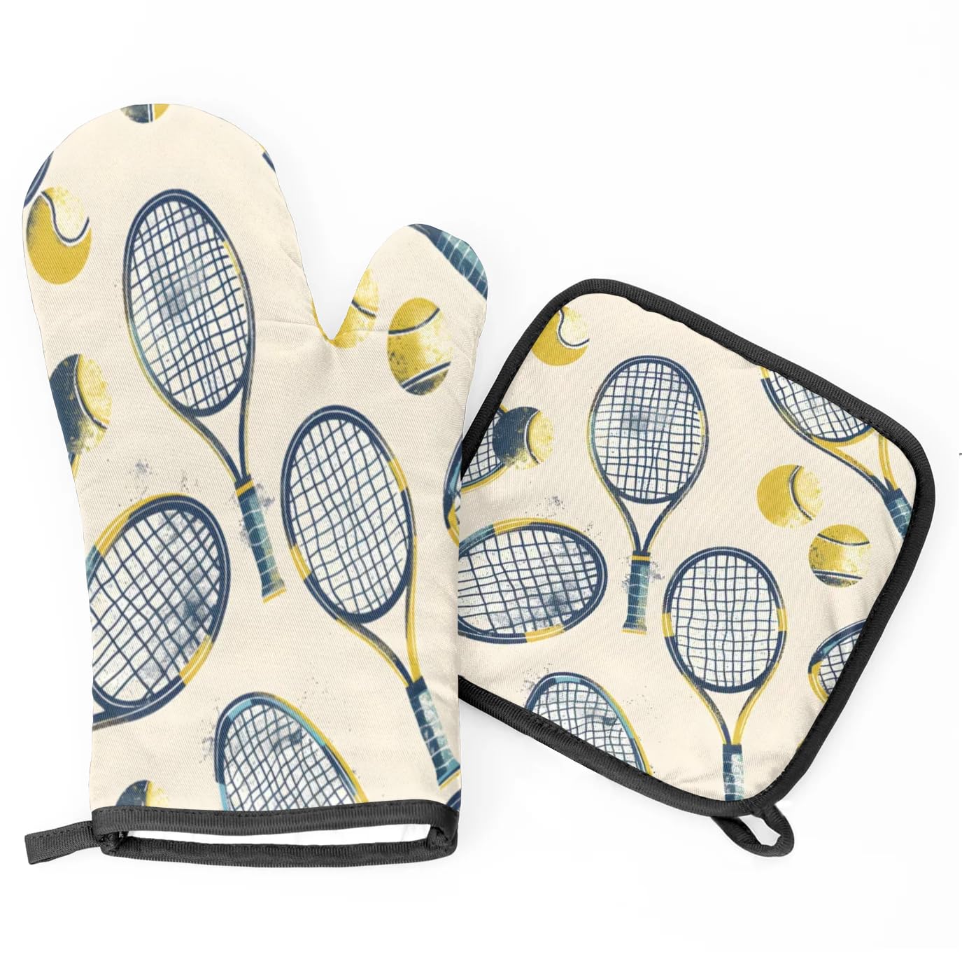 Tennis Racket Oven Mitts Kitchen Oven Gloves for Cooking Baking Heat Proof Lining Cotton Kitchen Potholder Mittens Pot Holders Hot Pads for Chef Women Men