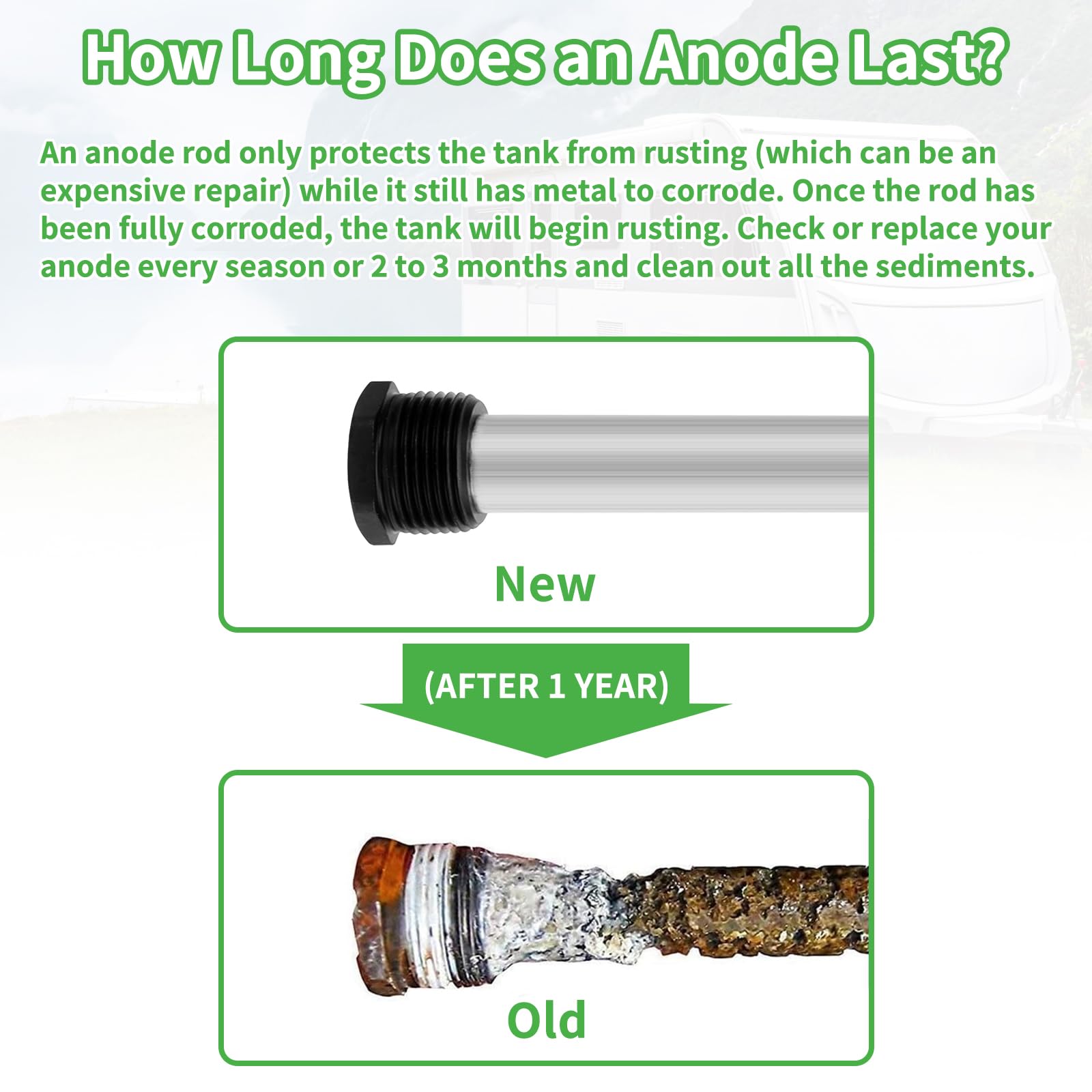 Rv RV Water Heater Anode, Hot Water Heater Flush Wand And