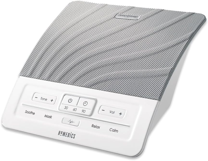 HoMedics Deep Sleep I Therapy Machine White Noise Device, Timer, Dual Speakers, Adjustable Tone & Volume 4 Soothing Sounds, Masks Distractions, Sleep Therapy, Adapter or Battery Operated