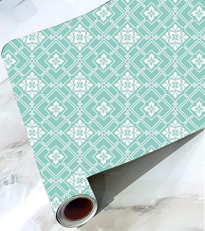 CABANA HOMES Wall Stickers Geometrical DIY Wallpaper for Decals (45 x 125 cm, 2 Rolls) (12 sq. ft) Decorative Self Adhesive Bedroom, Living Room, Office, Green