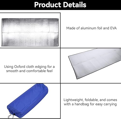 Miniatura 5 de Alfombrilla de camping EVA de papel de aluminio, manta de dormir plegable impermeable, almohadilla térmica de doble cara, cojín a prueba de humedad