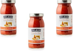 DeLallo Pomodoro Fresco Four Cheese Sauce, Gourmet Pasta Sauce Made with Asiago, Pecorino Romano, Parmesan, and Ricotta Cheese, Made in Italy, Gluten Free, Non-GMO, 25.25 oz. Jar, (3 Pack)