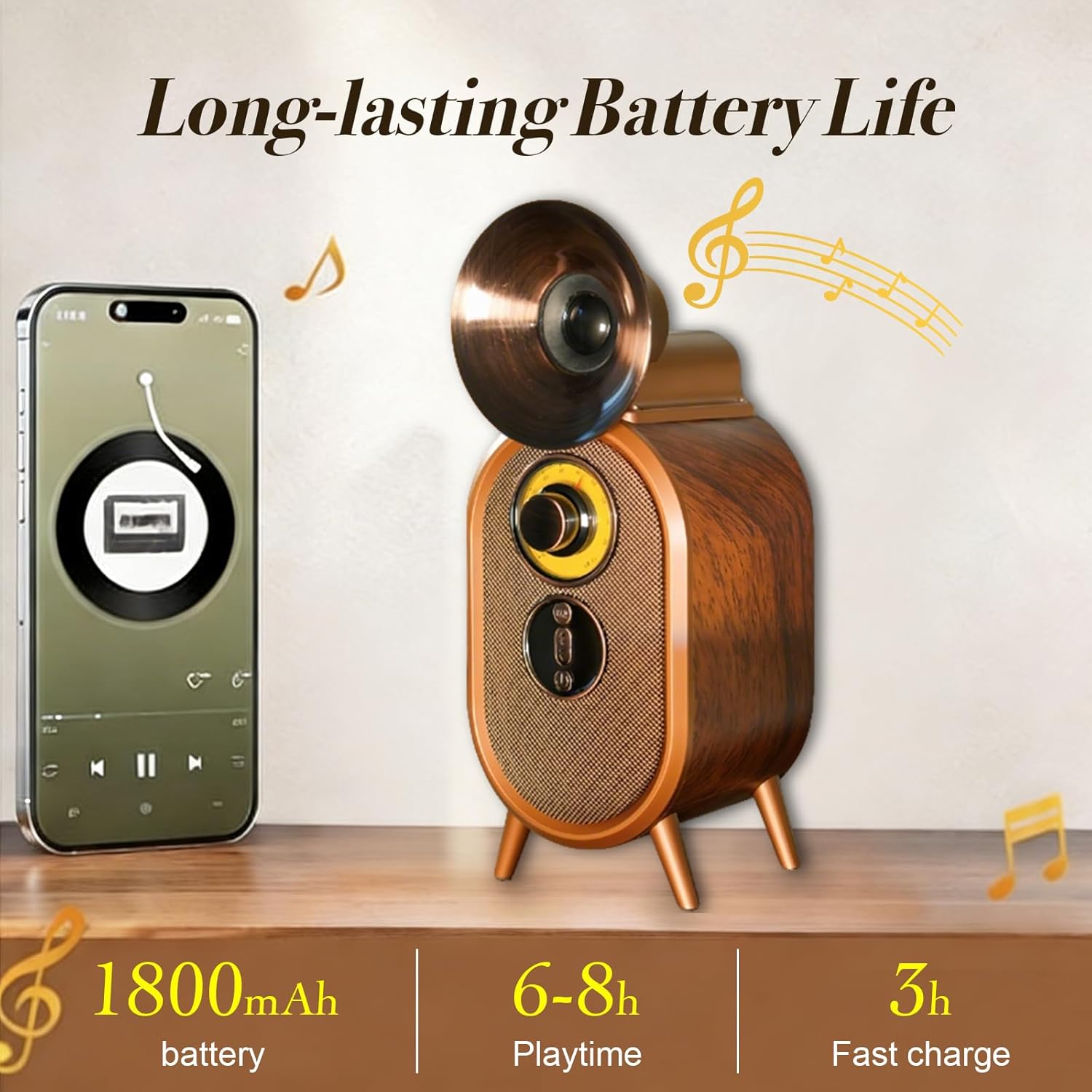 Small Retro Radio with Double Speaker, Protable Vintage Bluetooth Speaker with 6.0 Bluetooth, FM Radio, Heavy Bass Stereo Vintage Wireless Speaker Support USB/TF/AUX (with Microphone)
