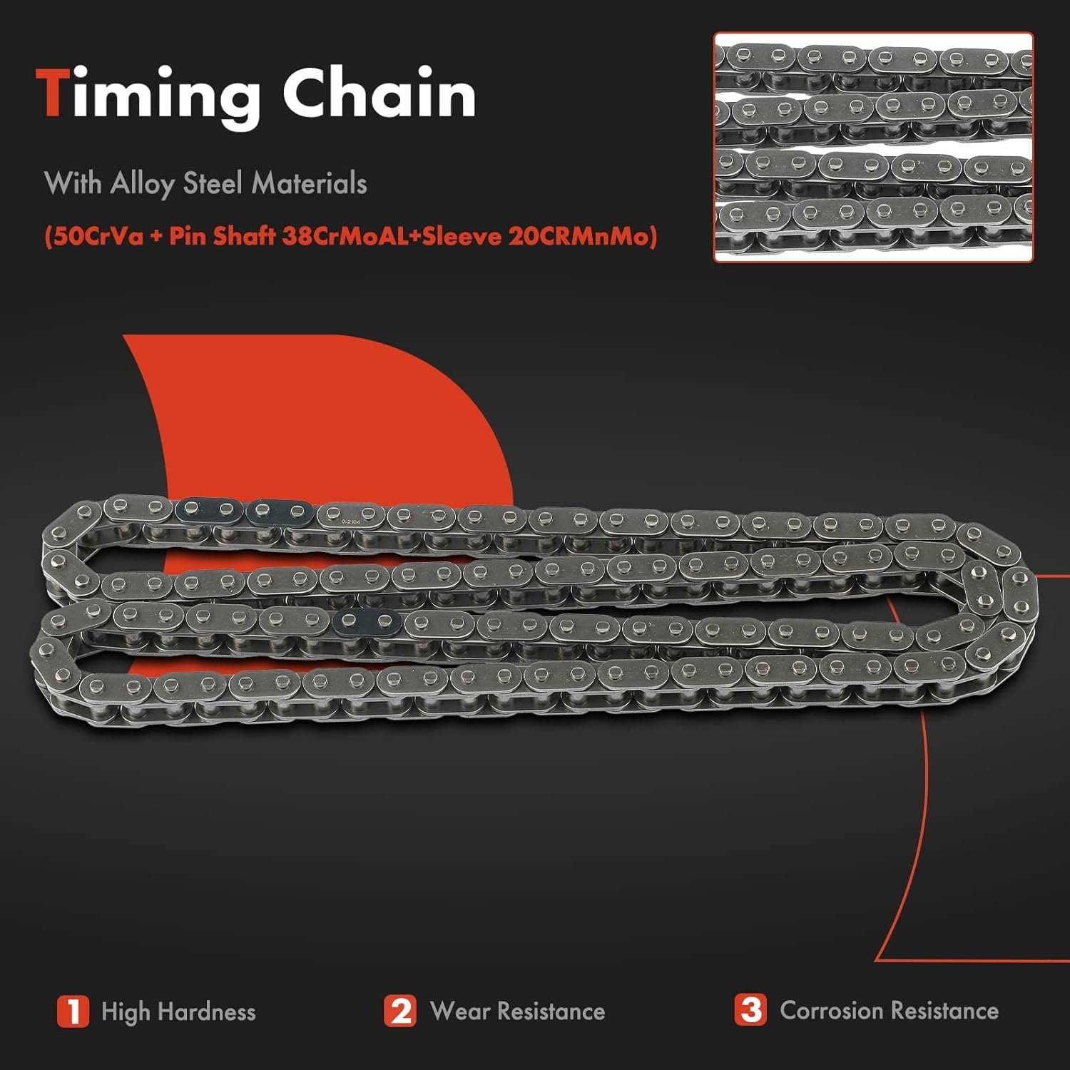 A-Premium Engine Timing Chain Kit W/Tensioner & Guide [fits SOHC, 4Cyl 1.6L] Compatible with Mini Cooper [R50 R53 Series] 2002-2008 [for W10B16A, W11B16A], Replace# 11311485400, 11311485397