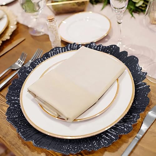 Miniatura 4 de MAONAME Juego de 12 platos de carga negros para platos de cena, platos decorativos de plástico para mesa de Acción de Gracias, Navidad