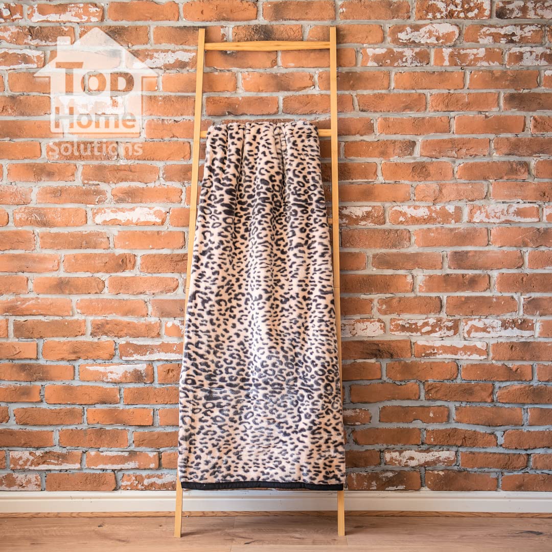 AMBERLINNEN LTDAnimal Skin Print Sofa Bed Faux Fur Mink Throw Blankets Soft Warm Throws (Leopard, 150CM X 200CM)