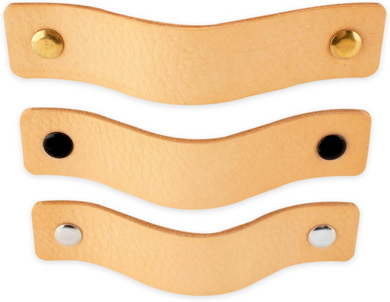 Brute Strength, Leather Handles for furniture, Natural, 2 pcs, 12,5 x 2,5 cm, Cabinet handle - Image 3