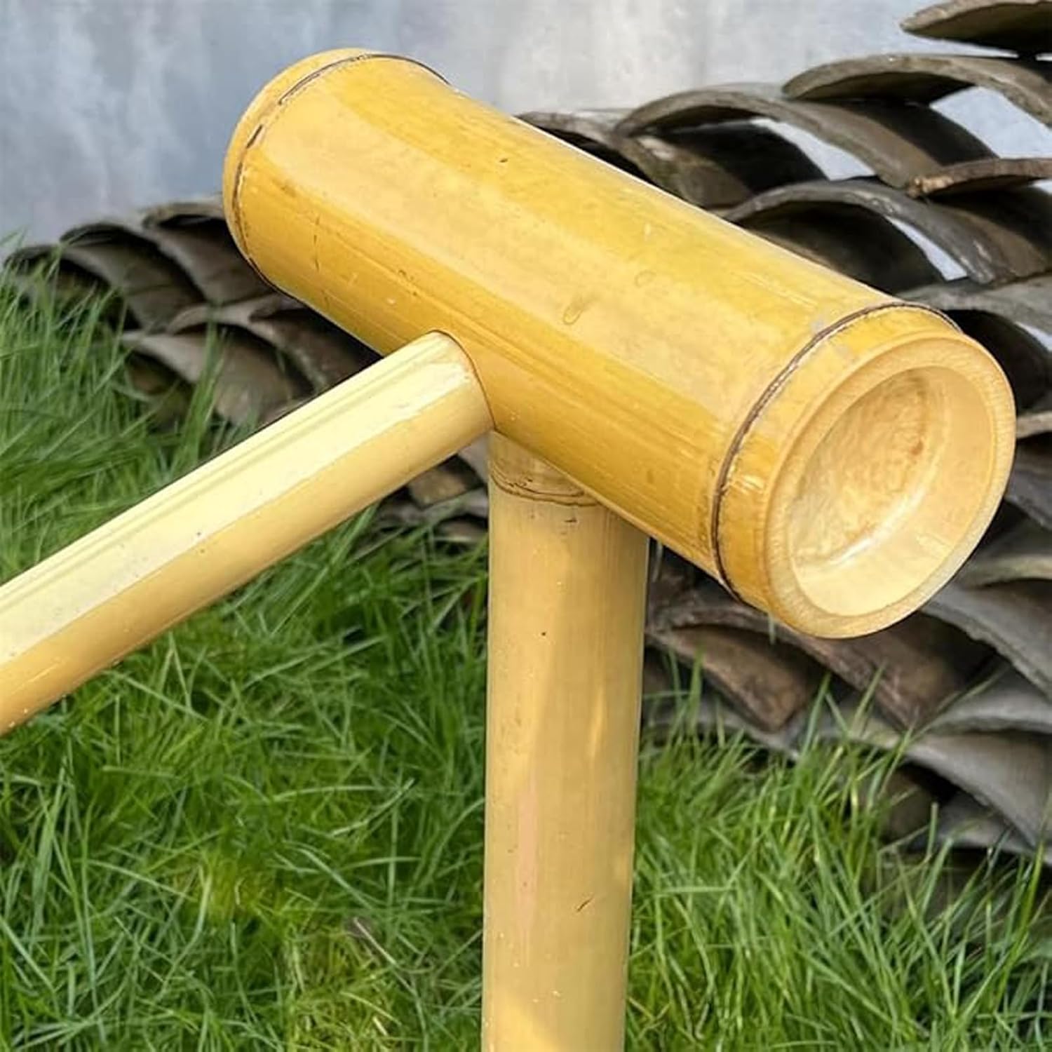Solar-Powered Bamboo Water Fountain Kit, Feng Shui Zen Garden Fountain, Outdoor Japanese Waterfall, Decorative Pond Feature for Patio and Landscape, 35in(90cm)