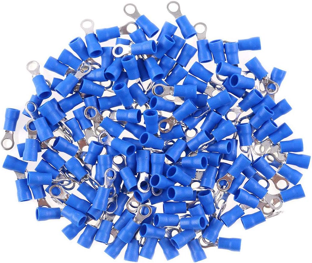 100Pcs 16-14AWG Insulated Terminals Ring Electrical Wire Crimp Connectors