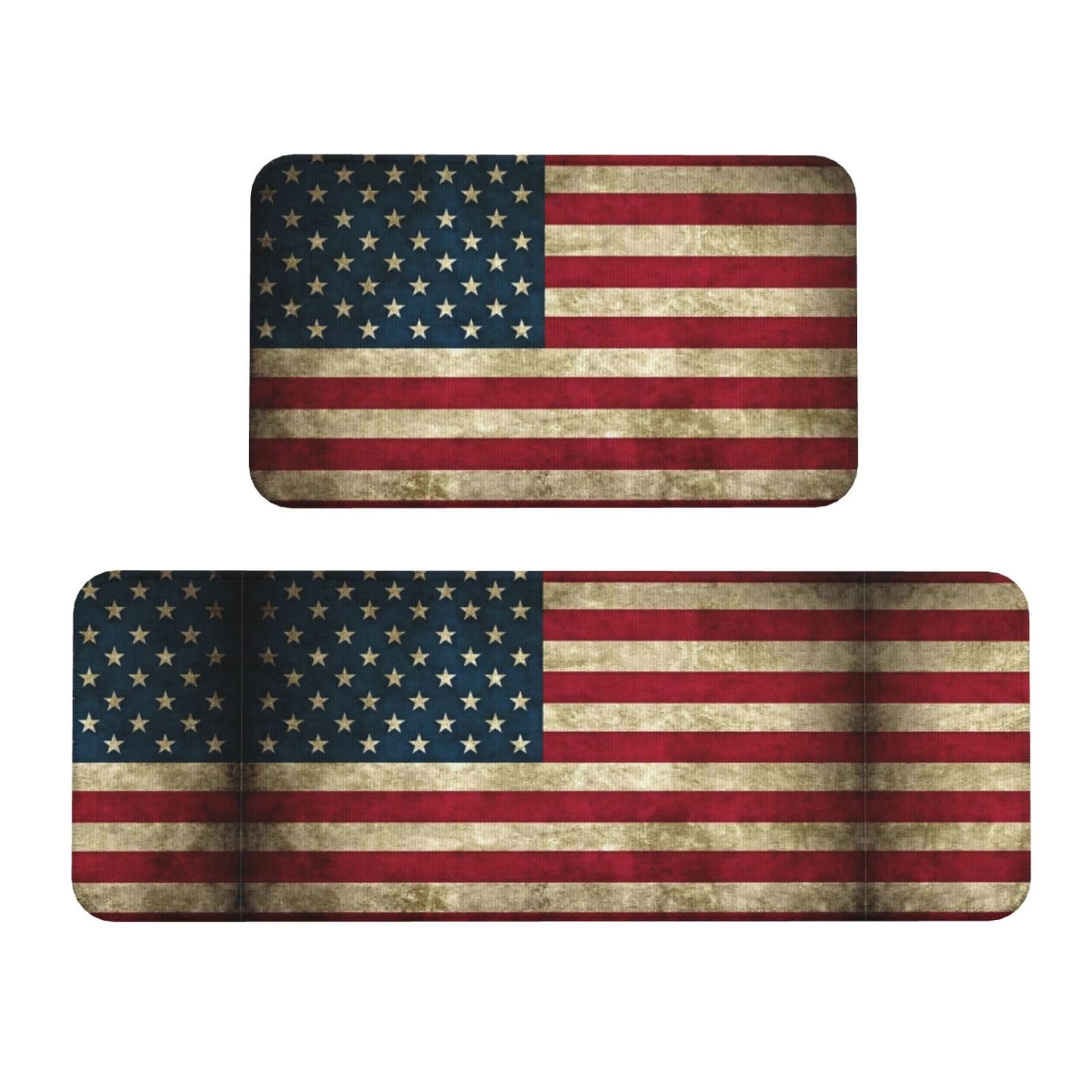 Tapis de sol antidérapants lot de 2 style drapeau américain pour cuisine et bureau