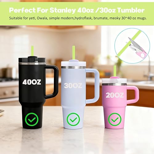 Miniatura 31 de 200 popotes desechables negros para vasos de 40 onzas, pajitas extralargas desechables para vaso Stanley Cup de 30 onzas y 40 onzas, popote envuelto