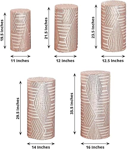 Vista 136 de Efavormart - Juego de 5 fundas de soporte para caja de exhibición cilíndrica de elastano, color negro, fundas elásticas para pilar de pedestal, 160