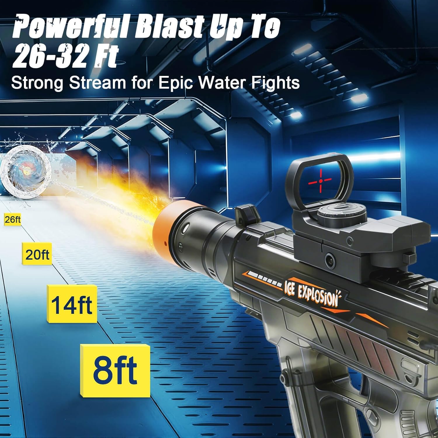 Dolanus Electric Water Blaster Toy for Kids & Adults - Light, Long Range, Automatic, Toys for Kids Ages 8-12, Outdoor Summer Pool Toys- Gifts for Boys Girls(Grey)