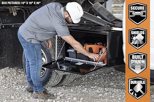 Vista 50 de Buyers Products 1704305 - Caja de acero negro para debajo de la carrocería con cierre de asa en T bloqueable, 24 x 24 x 36 pulgadas, fabricada