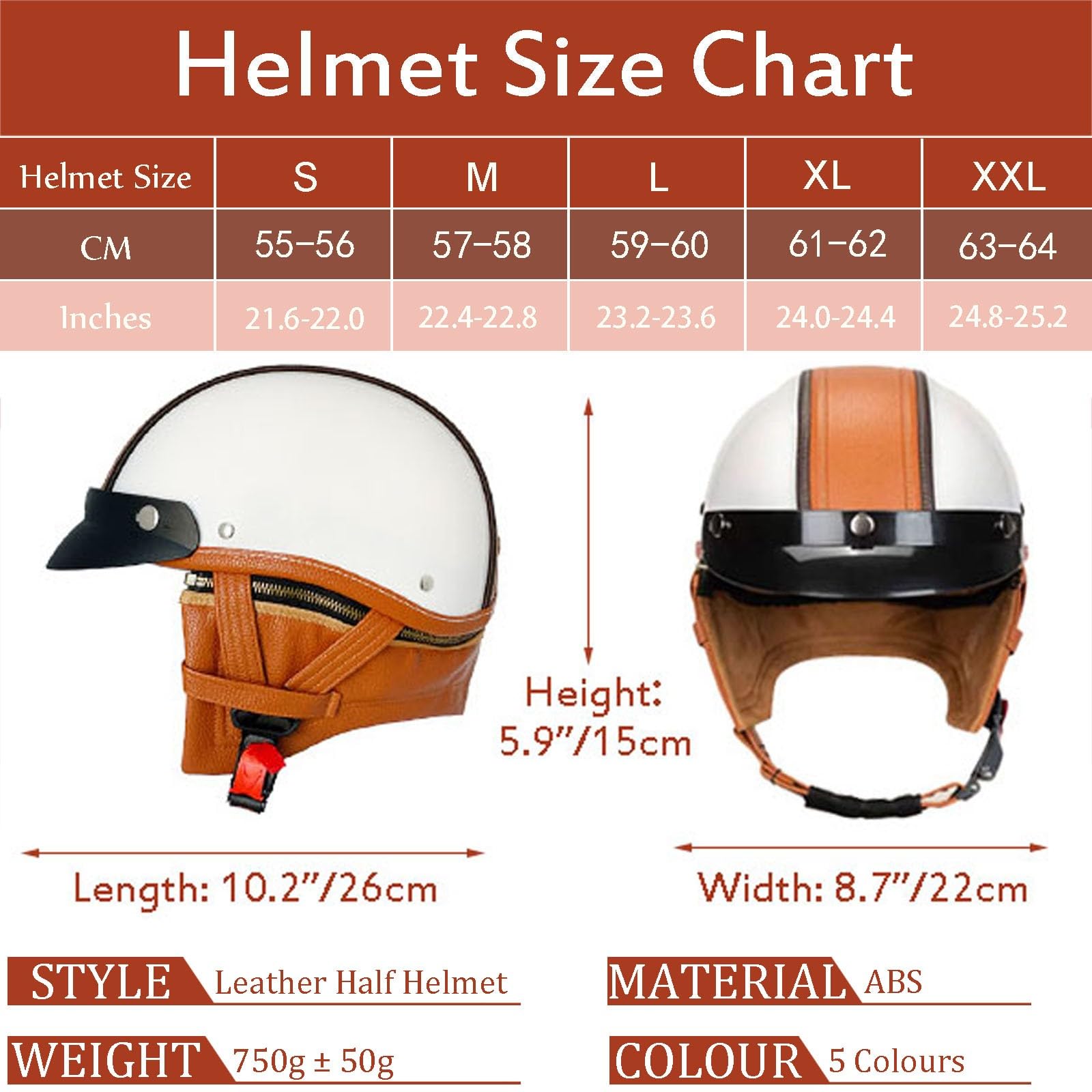 Leder Motorrad-Halbschale, Retro Deutscher Offener Helm mit Schutzbrille, Gesichtsmaske und Abnehmbarem Nackenwärmer, ECE-zugelassen, Herren Damen Vintage Halbschalenhelm, 55–64cm
