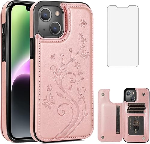 Vista 9 de Asuwish Funda compatible con iPhone 15 de 6.1 pulgadas con protector de pantalla de vidrio templado y tarjetero con soporte para tarjetero, soporte
