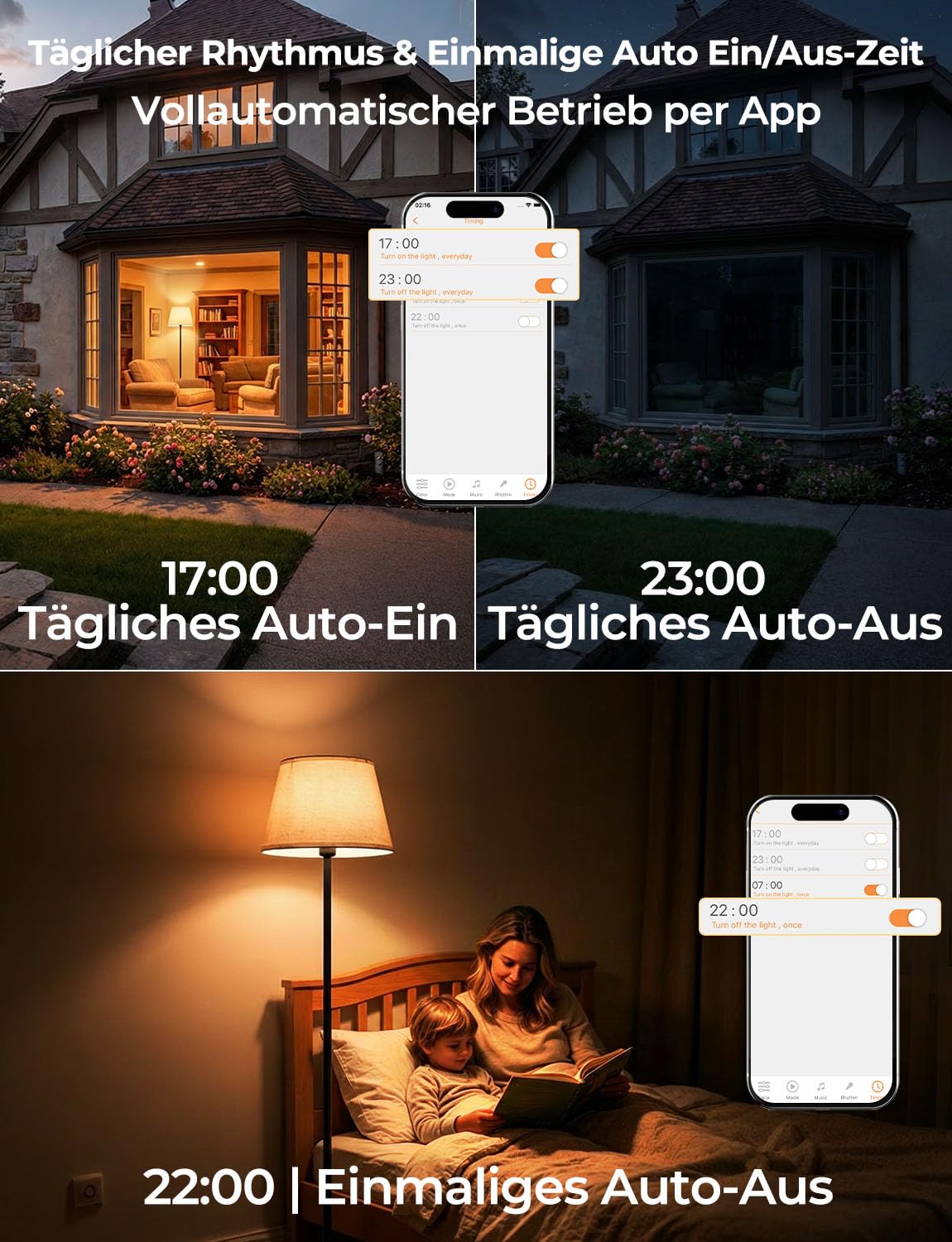 Intelligente LED Stehlampe Wohnzimmer Dimmbar RGB mit Fußschalter und App-Steuerung, 16 Millionen Farben, 152cm Moderne Stehlampe mit Glühbirne, 2700K-6000K, CRI92, 10W 1200LM für Schlafzimmer & Büro
