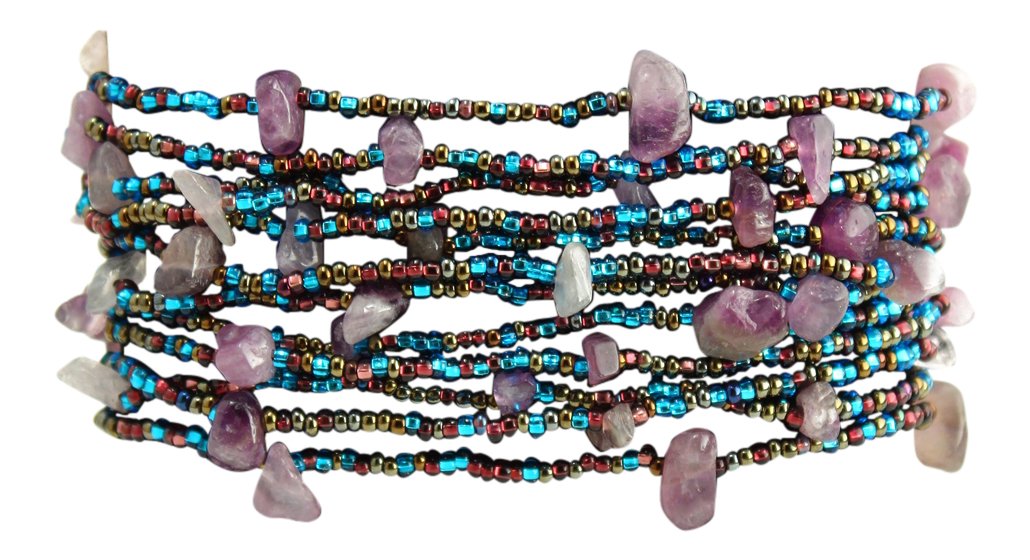 Enchanted Imports12 Strand Bead and Stone Bracelet with Magnetic Clasp, Handmade in Guatemala