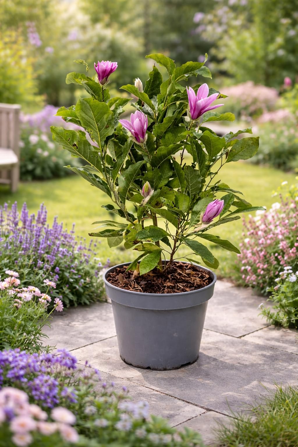 Magnolie 'Susan' 60-80 cm – Winterharte Zwergmagnolie im Topf, duftend & blühfreudig – Perfekt für Garten, Terrasse & Balkon – Blühende Zierpflanze für Frühling & Sommer