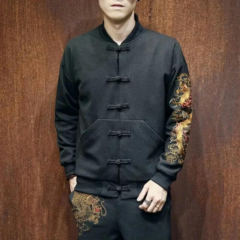 Dragon Embroidery Jacket Coat Men embroidered jacket Autumn winter traditional coat Tang suit Chinese style jacket4