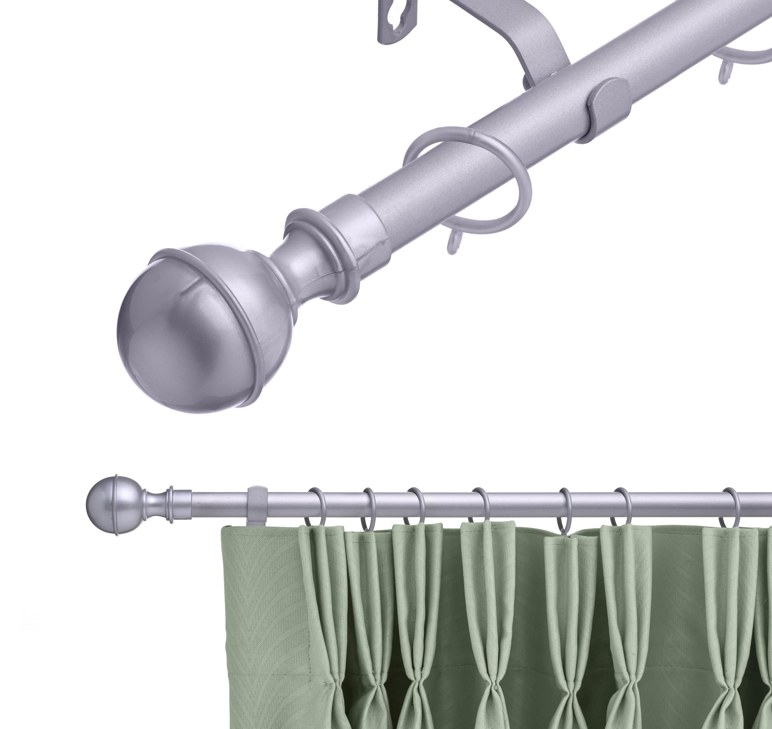16-19 mm Extendable Metal Curtain Pole Rods Voile Easy Fitting Ball Satin Steel 70-120 cm — image 1