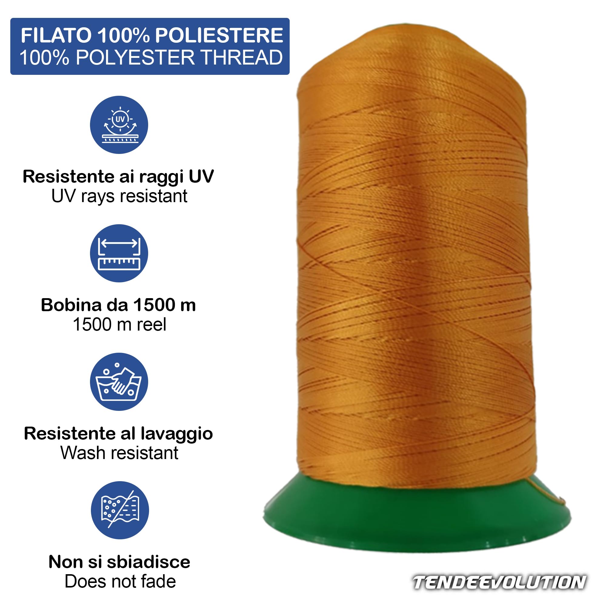 Nähgarn für Nähmaschine für den Außenbereich 100% Polyester, Spule mit 1500 Metern in verschiedenen Farben. Strapazierfähiges Nähgarn für Bootspersenning. Nähgarn für Markisen (Beige) Küche, Haushalt & Wohnen