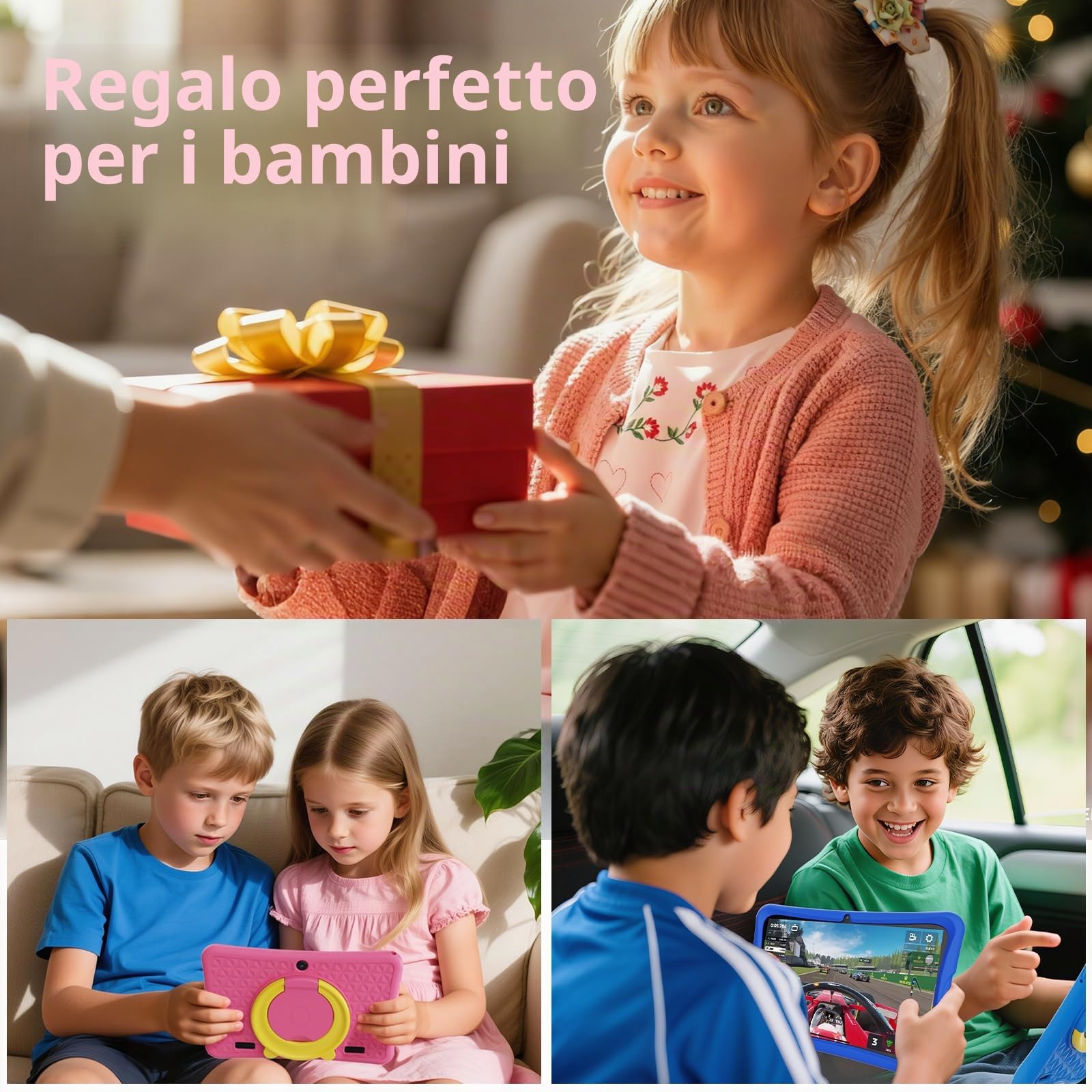 DigiLand Tablet 10,1 Pollici per Bambini, Android 15 Tablets con Custodia Protettiva,6+32GB, Schermo IPS 1280*800, Doppia Fotocamera 2MP+5MP, 6000 mAh Tablett con Controllo Genitoriale e iWawa (Rosa)
