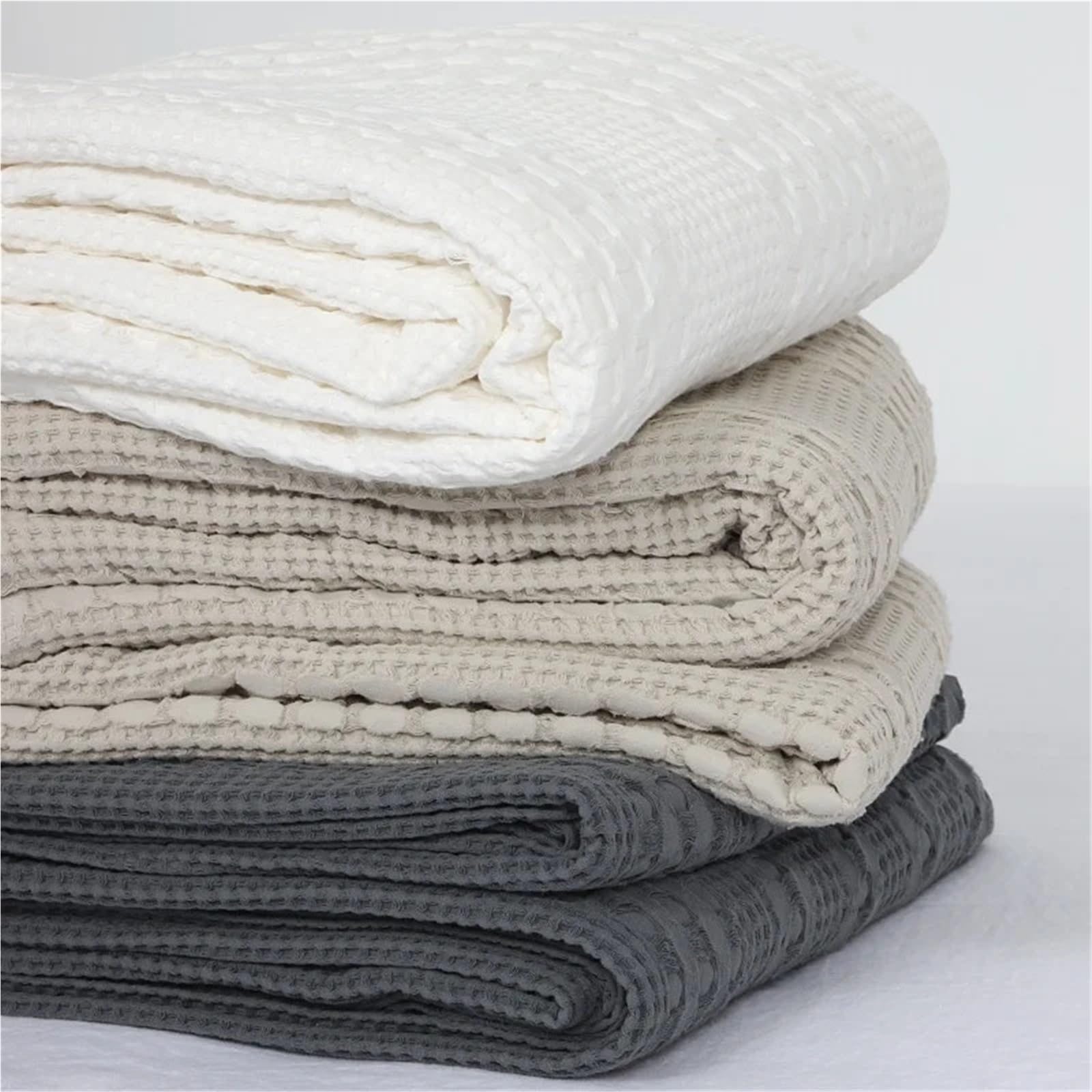 Coperta in mussola di cotone Coperte in mussola di cotone Hive for letti, plaid a nido d'ape, auto, pisolino, divano, , tiro, lenzuolo morbido for la casa, copriletti, federa(Beige,2pcs 48x74cm)