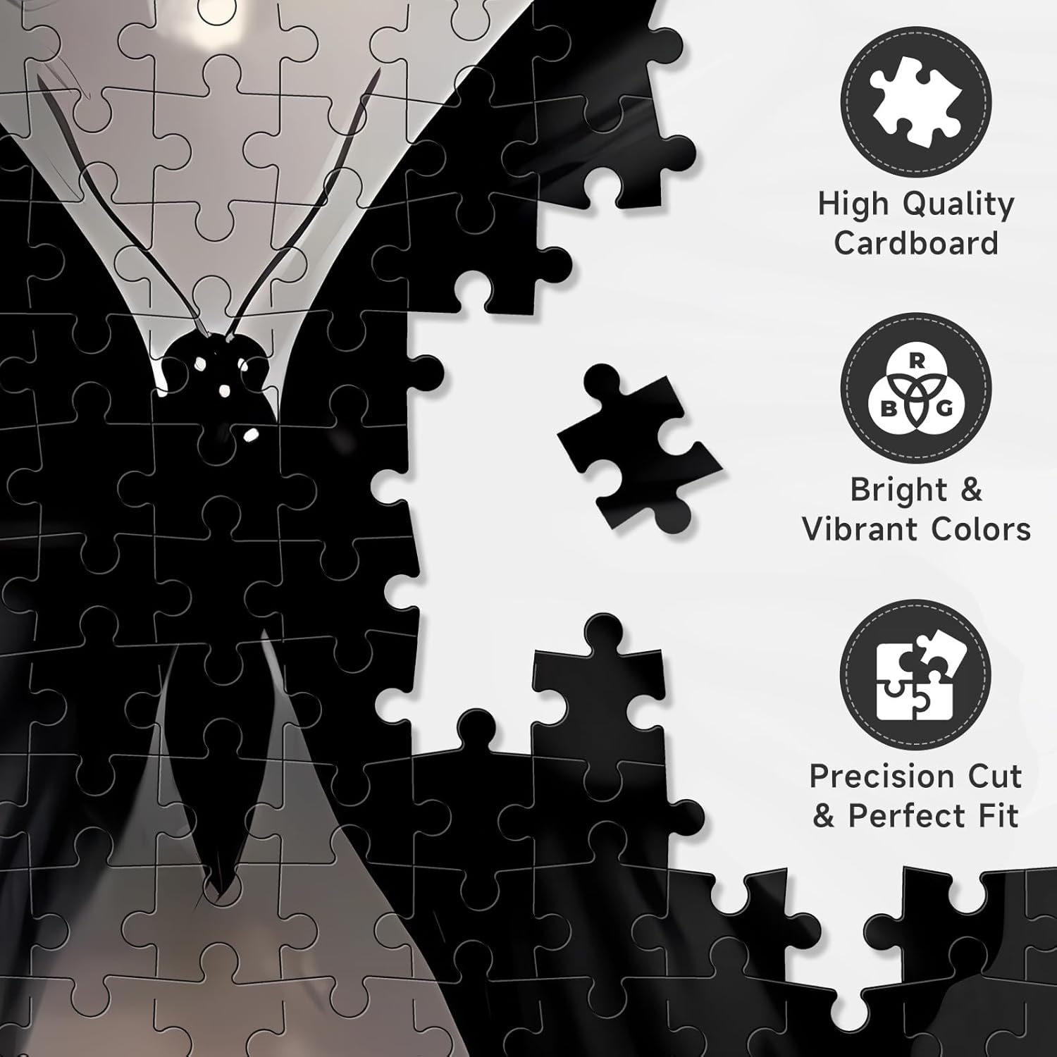 1000 Piece Jigsaw Puzzle for Adults – Monochrome Butterfly & Peony Modern Art Puzzle, Black & White Minimalist Design, Premium Thick Cardboard Puzzles, Elegant Stress-Relief Gift(Butterfly)
