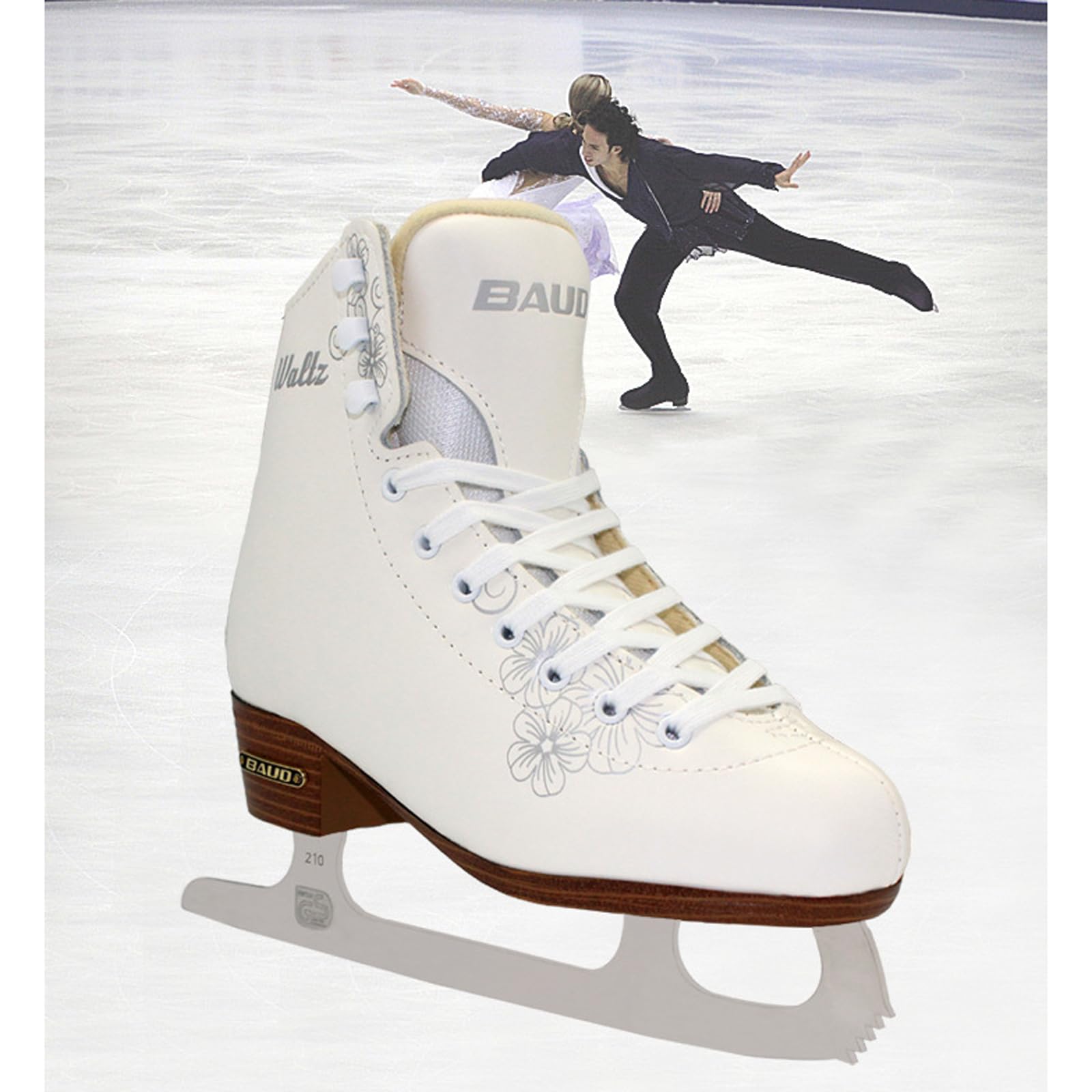 Patins à glace Lacets classiques Patins artistiques pour les patineurs débutants Doublure douce et confortable pour la peau Le corps de la chaussure est imprimé avec un imprimé à la mode et beau