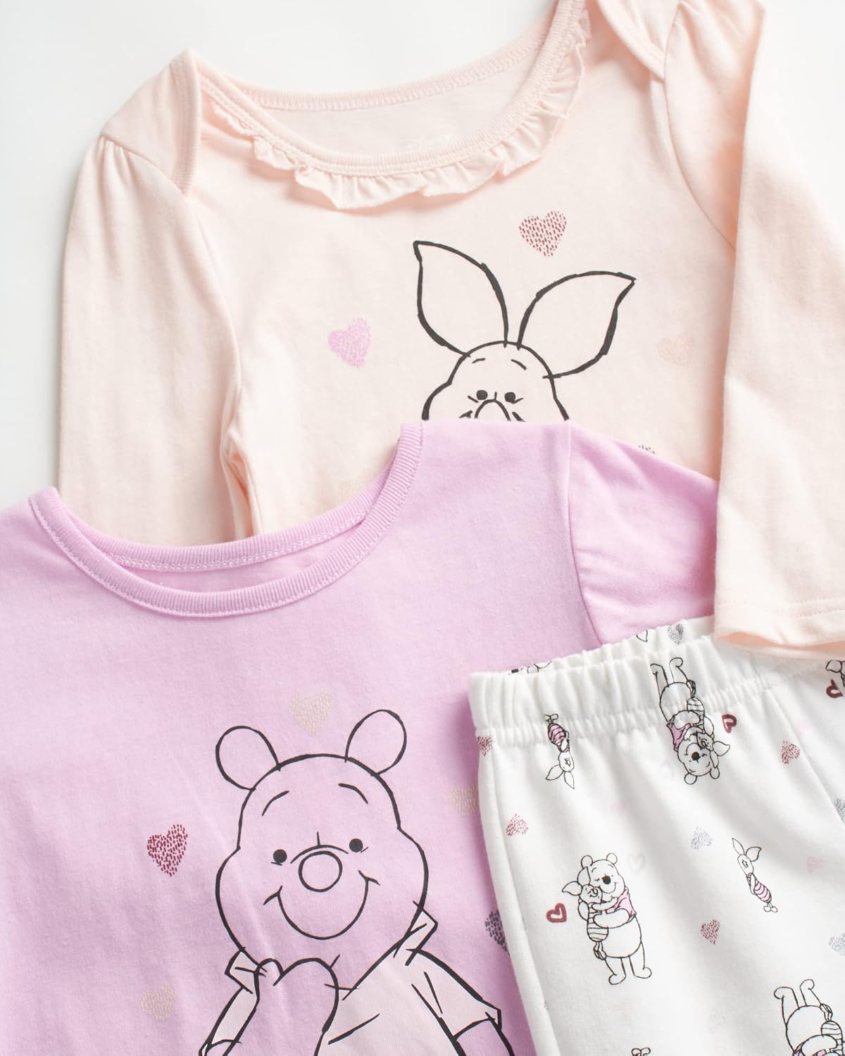 Disney Baby Girls' Pants Set - 3 Piece Minnie Mouse, Bambi, Winnie the Pooh Bodysuit, T-Shirt, and Sweatpants (0-24M)