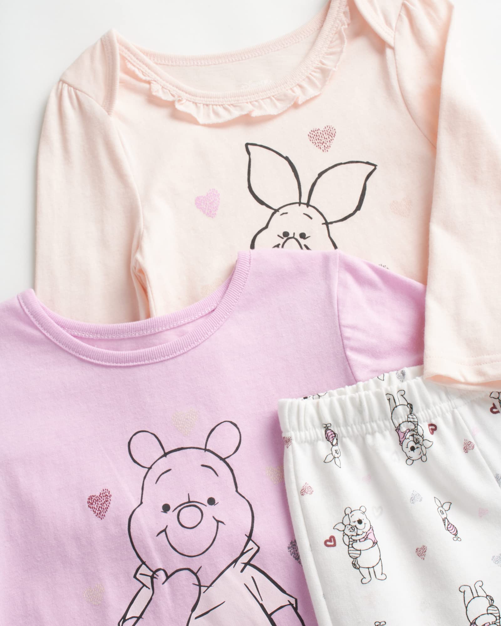 Disney Baby-Set für Mädchen, 3-teilig, Minnie Maus, Bambi, Winnie Puuh Bodysuit, T-Shirt und Sporthose (0-24 Monate)
