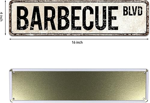 Miniatura 2 de SOYAVE Letrero de calle de Barbecue Blvd, letrero de barbacoa para decoración de barbacoa, regalo para amantes de la barbacoa, decoración de pared