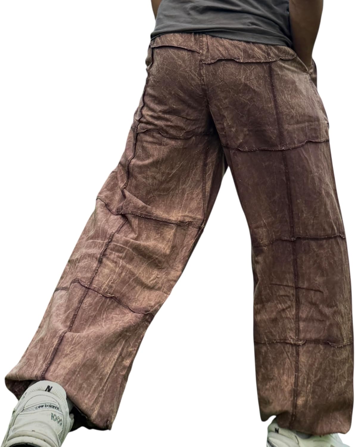 Unisex Patchwork Yoga Pants – Baggy Boho Trousers with Stonewashed Cotton, Handmade in Nepal