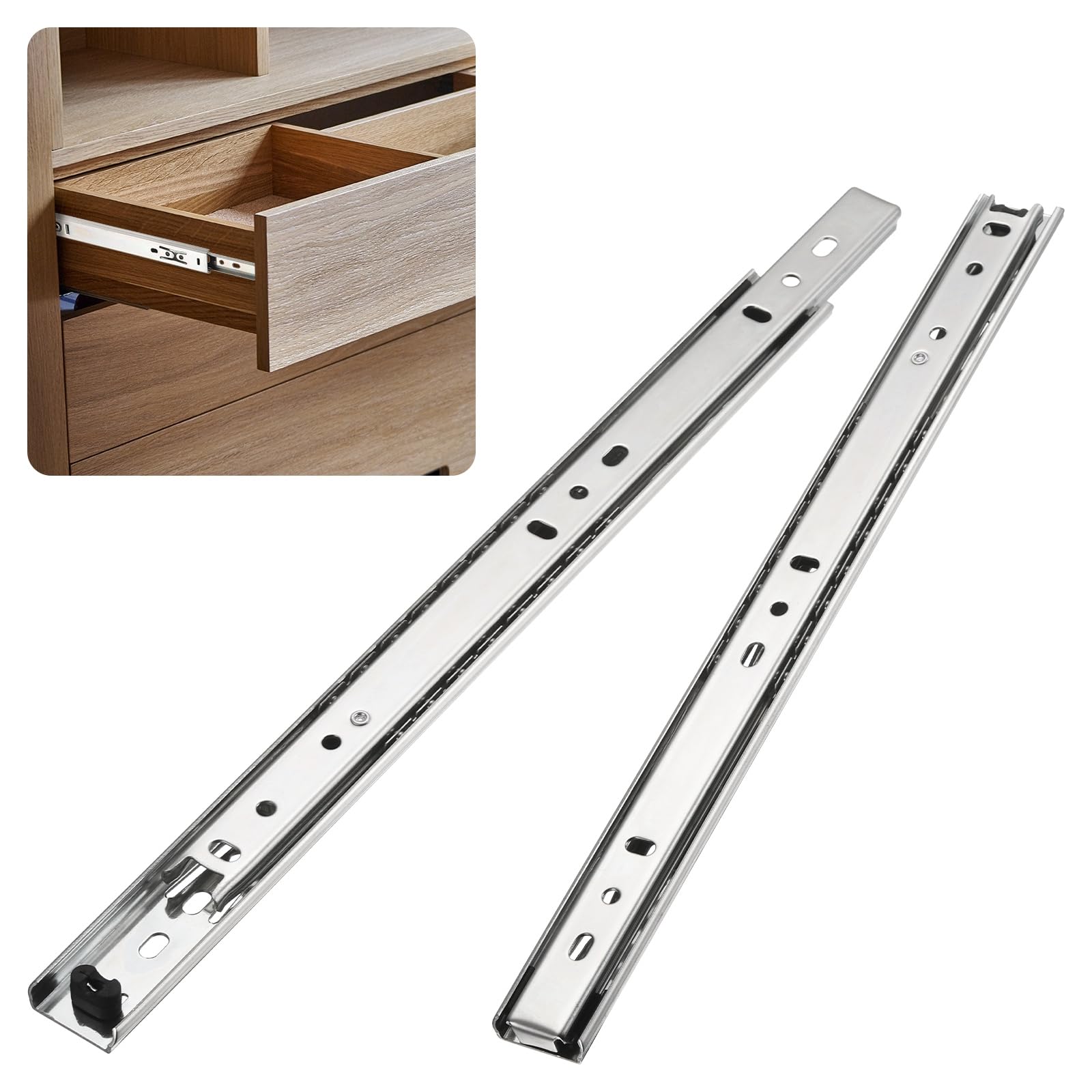M METERXITY 1-Pair Soft Close Drawer Slides 11.8 in/ 300mm 2 Fold, Silver