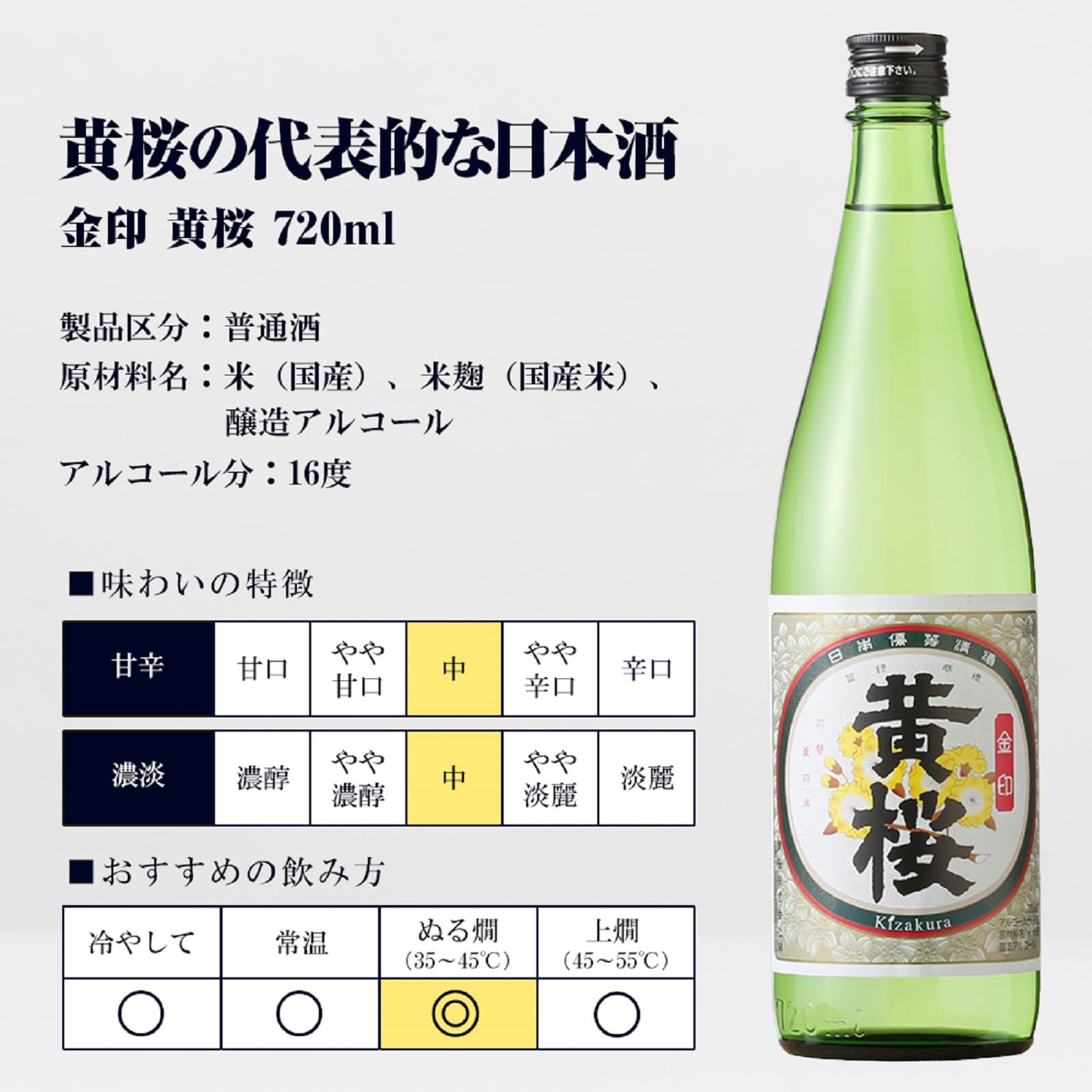 Amazon.co.jp: 黄桜 金印 [ 日本酒 京都府 720ml ] : 食品・飲料・お酒