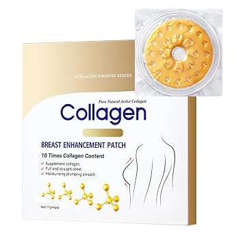 Collagen Breast Enhancement Patch-Natural Formula Breast Firming & Tightening Skin, Moisturizing Plumping Skin Care for Chest, Nourishing Supplement Collagen Patch Improving Loose Skin4Pcs