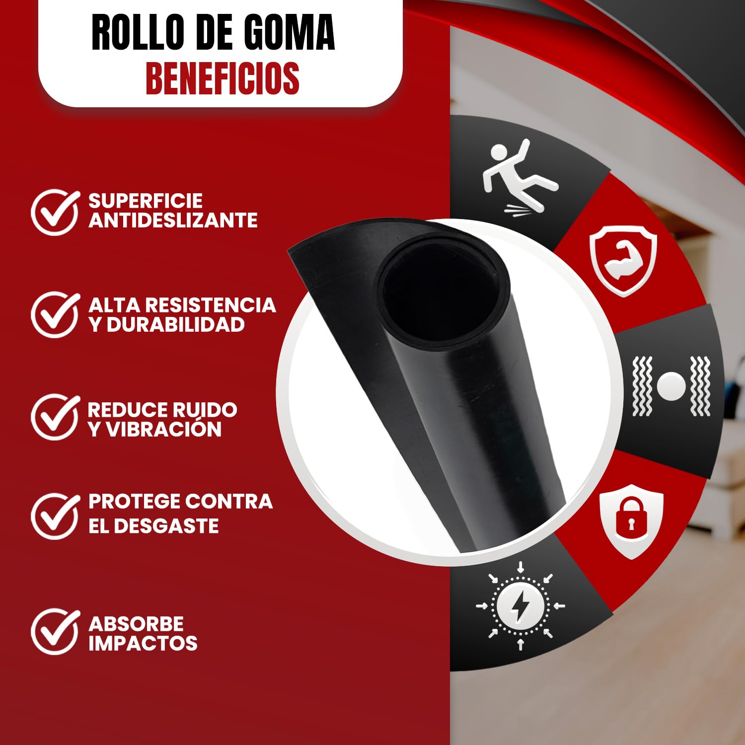 Suelo de Goma Antideslizante SBR en Rollo de Caucho, Color Negro, Liso, 140 cm Ancho x 600 cm Largo x 2 mm Grosor, Duradero, Ideal para Garaje, Taller y áreas de Trabajo Industrial + Cúter y Cinta