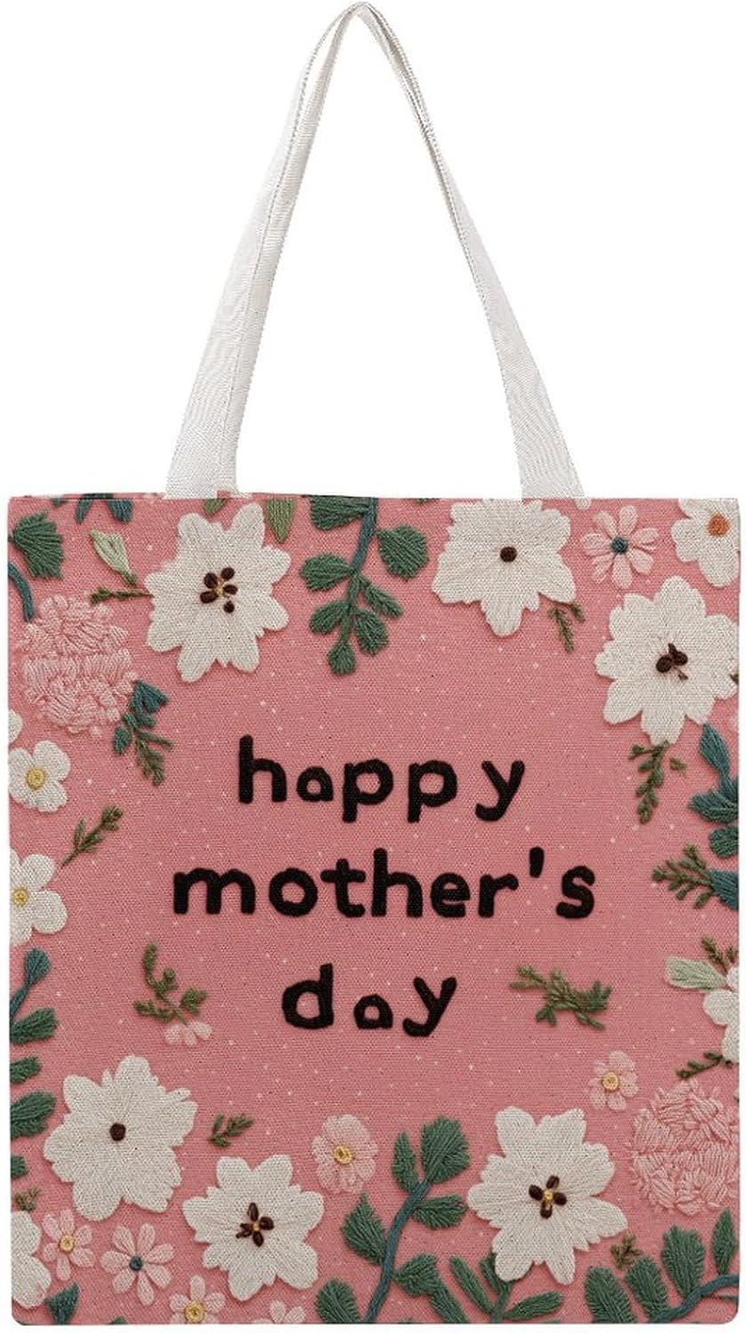 Canvas Tote Bag Mother Gift Bulk Shopping Bag White And Green Flowers Grocery Bags for Shopping