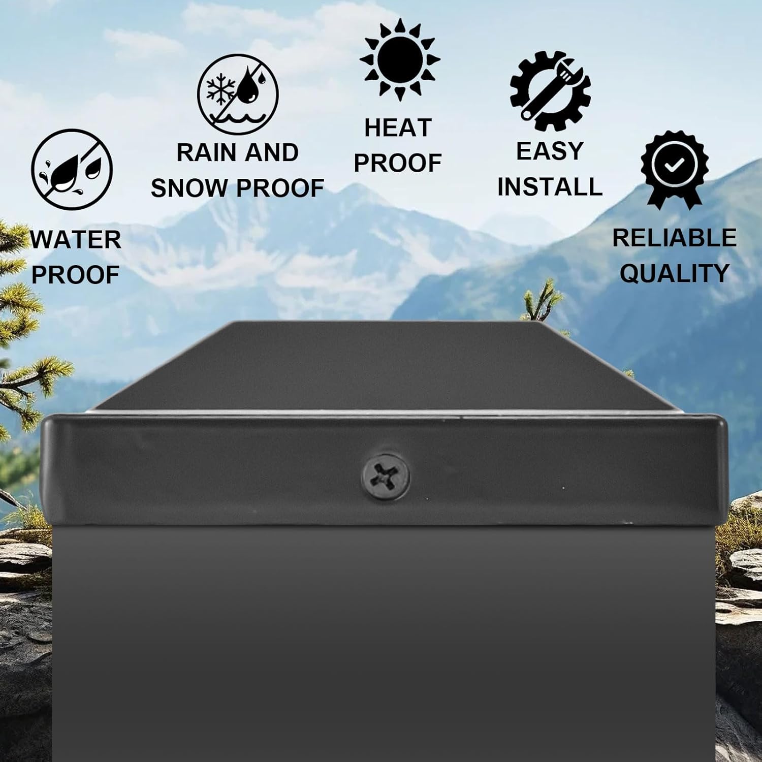 Dunzy 24 Pack Aluminum 3" x 3" Heavy Duty Post Caps for Metal Actual 3" x 3" Wood Fence Deck Corridors Mailbox Posts End Cover Black Spray Protection Post Topper Weatherproof Corrosion-Resistant