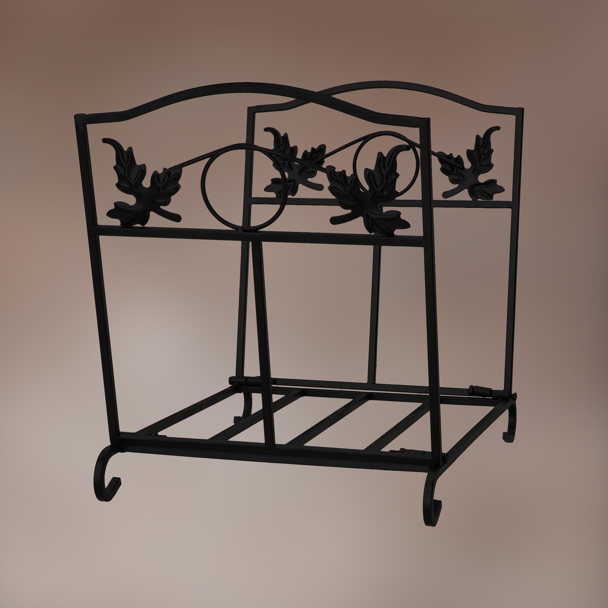 KOTARBAU® Porta Legna per Interni - Scaffale in Acciaio Verniciato a Polvere - 43x31,5x40 cm - Nero - Faltabile - Porta Legna Camino - Portalegna Moderno - Design Decorativo