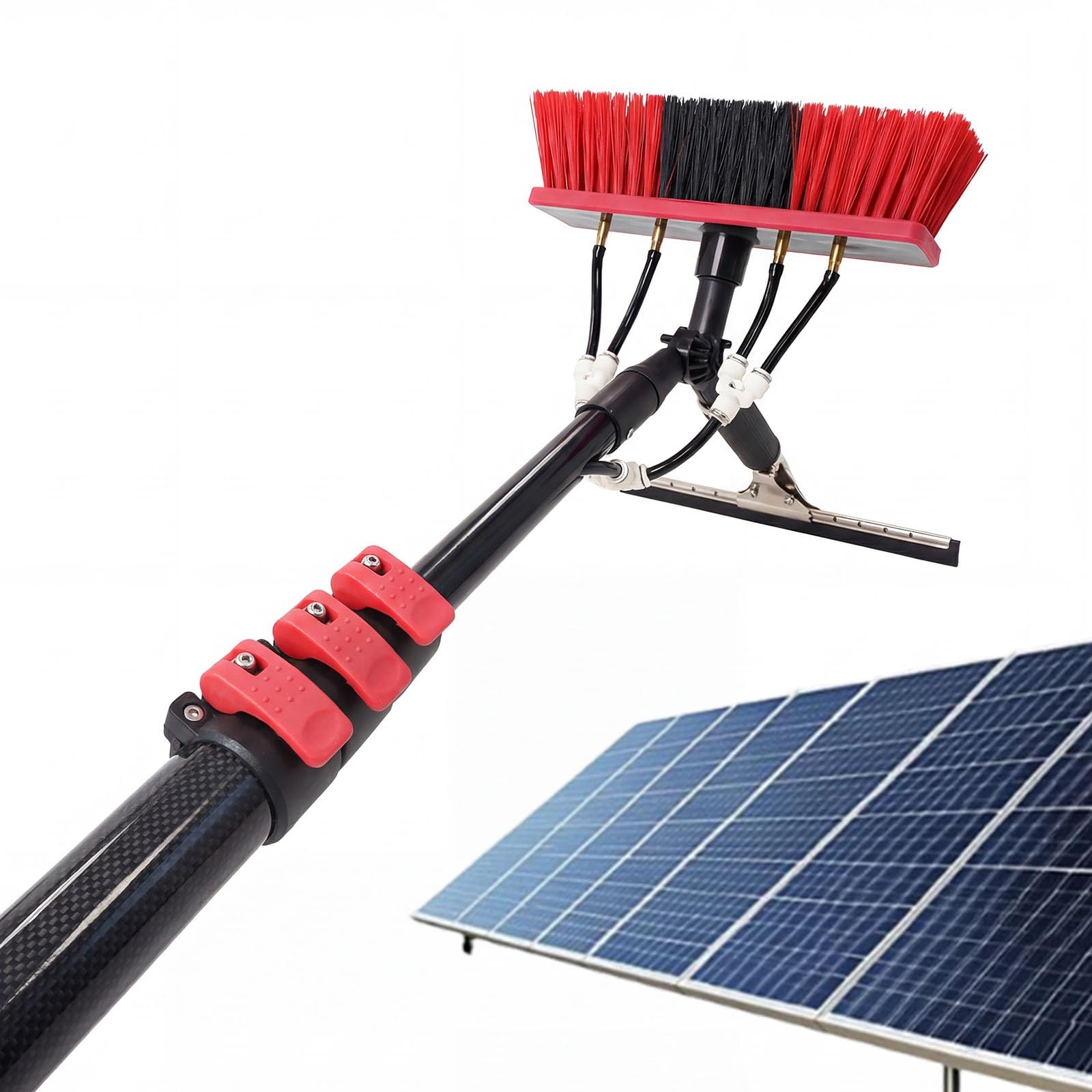 Pértiga rígida de Fibra de Carbono con Suministro de Agua para Limpieza de Paneles solares y Ventanas, Lavadora de Gran Alcance, ángulo Giratorio Profesional para una LIM