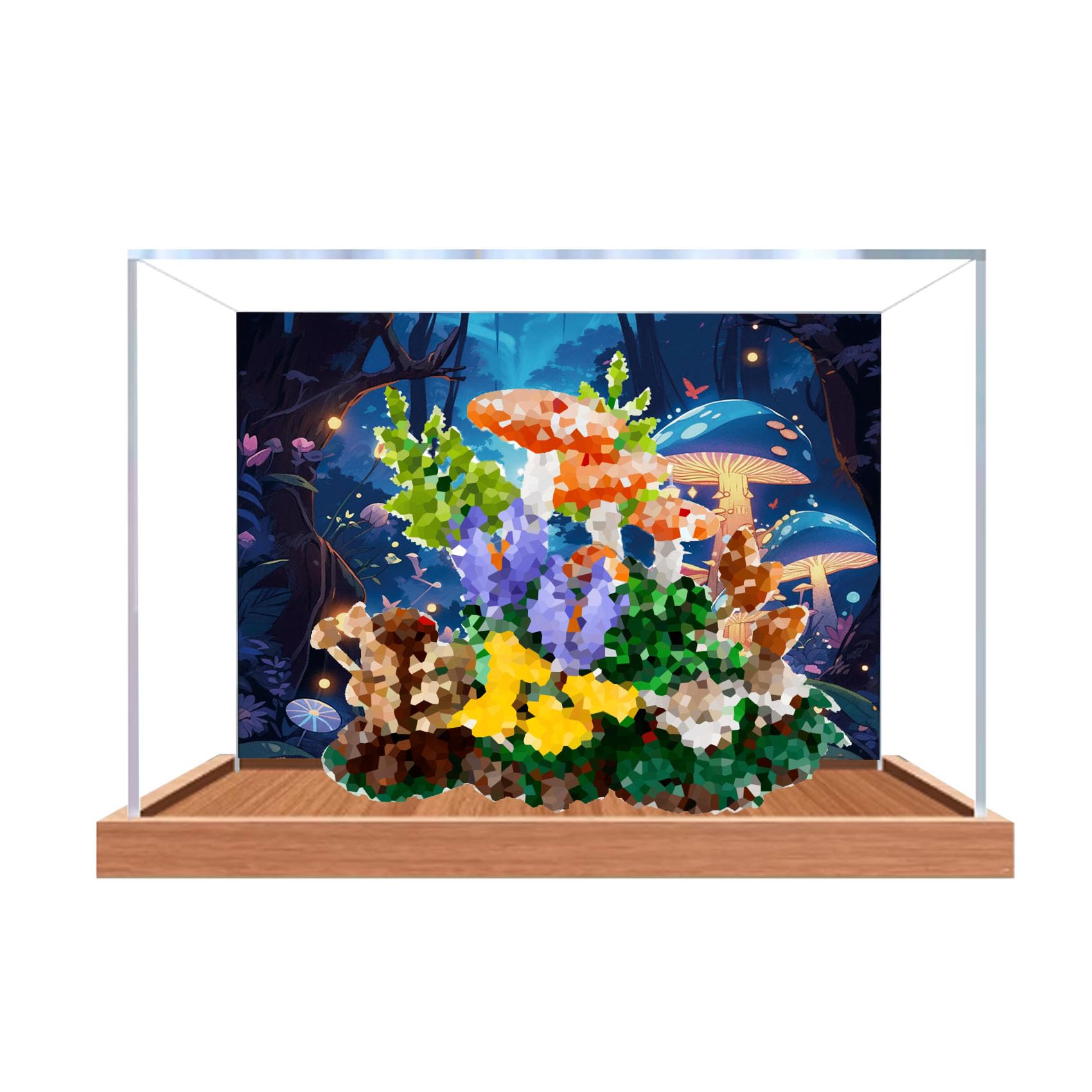 Dustproof acrylic Display Case for Le-go 11505 Mushroom Model-display box only (StyleB Background 3mm)