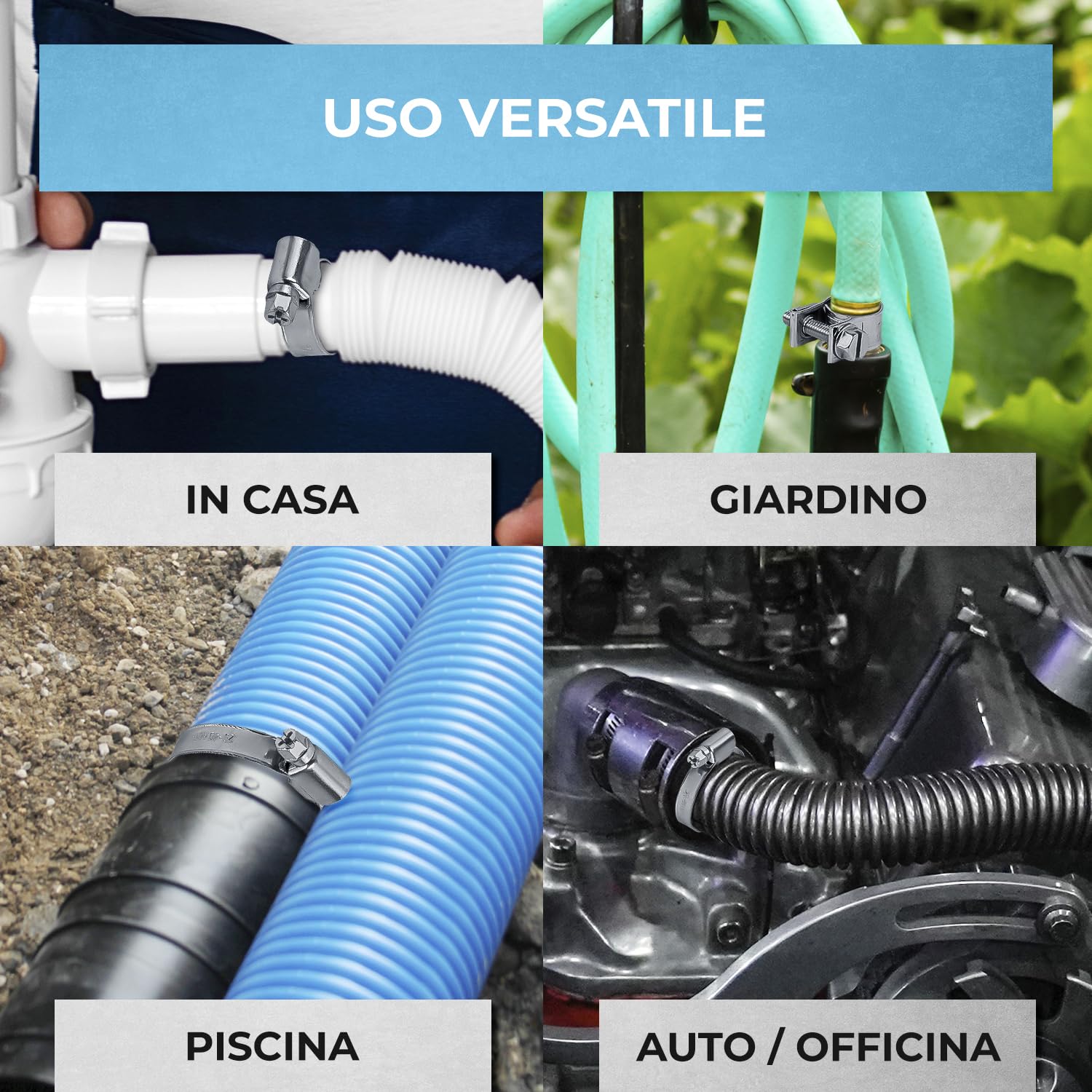 GRAFT Set Montaggio a Parete Fasce Stringitubo 227 Pezzi Supporto Giravite Inclusi Morsetti Regolabili