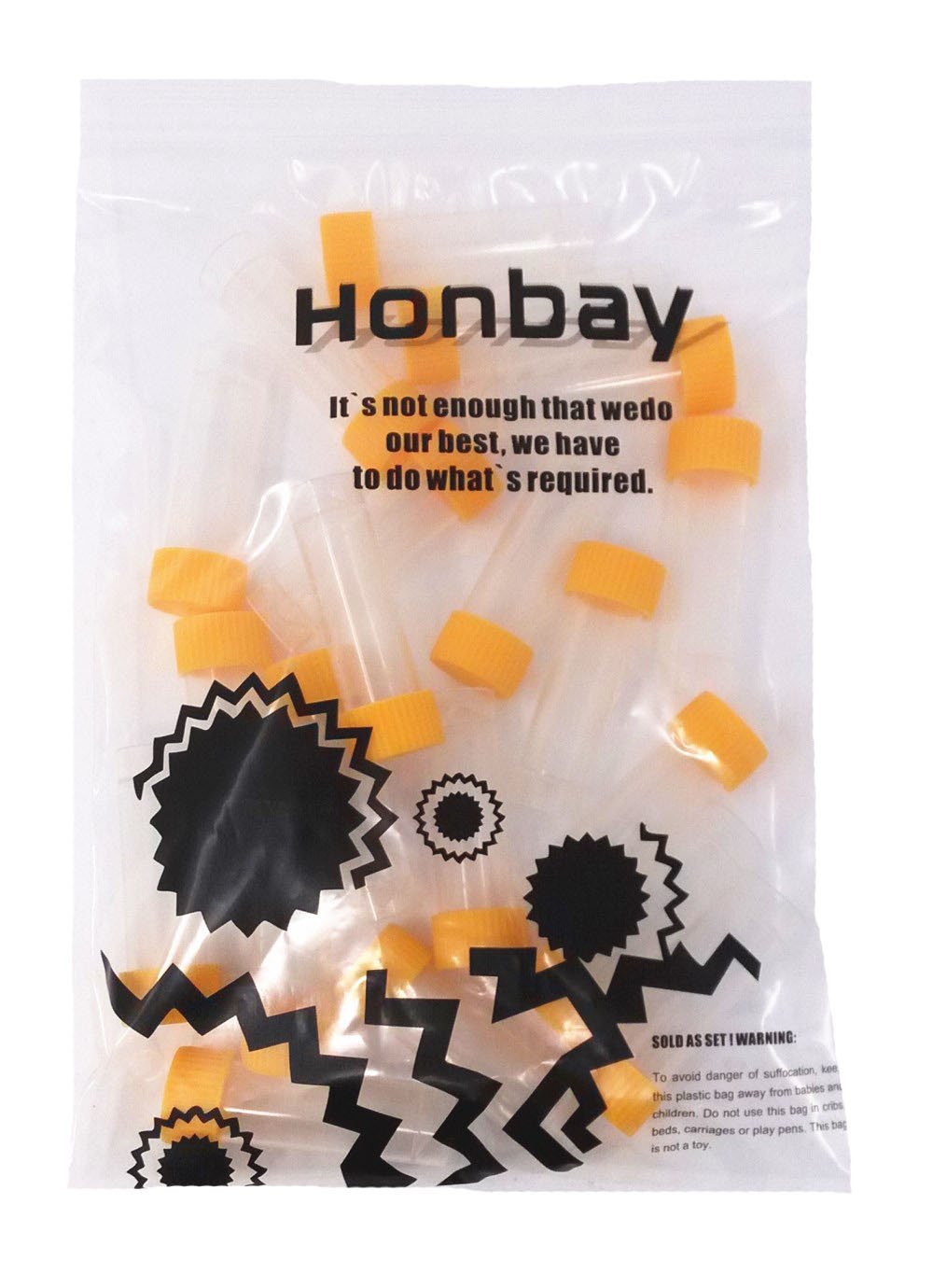 Honbay 20pcs 5ml Plastic Test Tubes Screw Cap Vial Orange Seal Cap Container