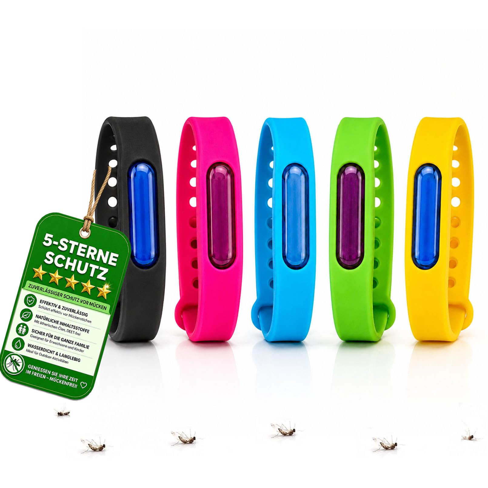 Bronoir Kinder & Erwachsene Verstellbares Silikon Abwehrband Wasserdicht für Camping Outdoor (5Pcs)
