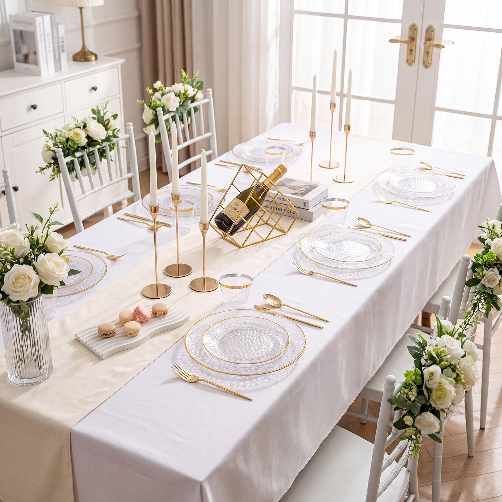 Gold Disposable Plates Set - 180 Piece Party Dinnerware -7 Gold Disposable Plates Set - 180 Piece Party Dinnerware -7