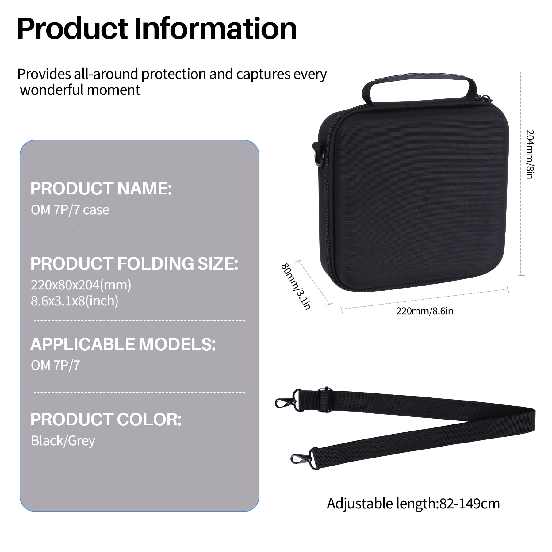 Duro Protettiva Custodia Compatibile con DJI Osmo Mobile 8/7 / 7P Stabilizzatore (Nero)